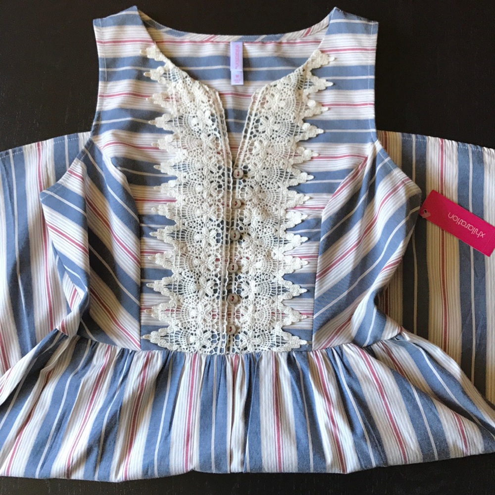 ✨ Xhilaration Indie Pin Striped Lace Bib Dress - Picture 5 of 8